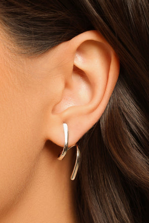 Brinco Orgânico Espiral Liso 2.7 cm Ródio Branco