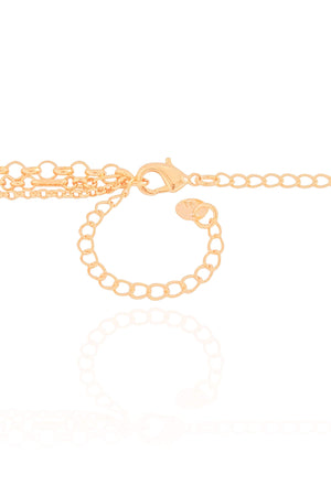 Gargantilha Tripla Elos Portugueses e Ovais Banhado a Ouro 18K