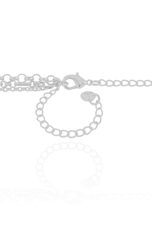 Gargantilha Tripla Elos Portugueses e Ovais Ródio Branco