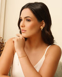 Brinco Orgânico Ponto de Luz Cristal  2.5 cm Banhado a Ouro 18K