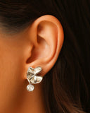 Brinco Orgânico Ponto de Luz Cristal  2.5 cm Ródio Branco