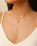 Gargantilha Gravata Baguetes Cristal Banhado a Ouro 18K