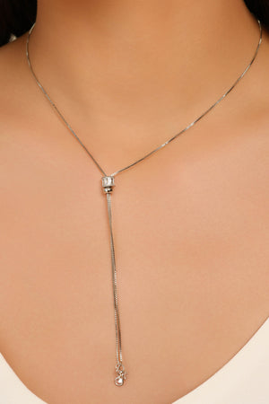 Gargantilha Gravata Baguetes Cristal Ródio Branco