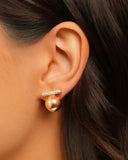 Brinco Bola Lisa Palito Cravejado Cristal Banhado a Ouro 18K