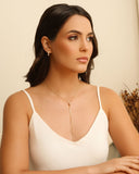 Brinco Argola Baguetes Cristal 1.6 cm Banhado a Ouro 18K