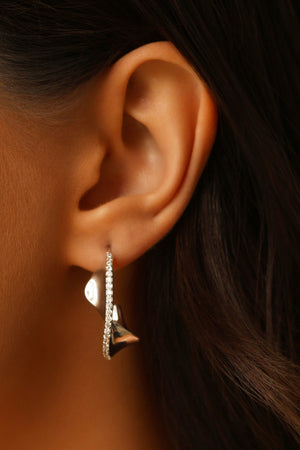 Brinco Argola Torcida Cravejada Cristal 2.8 cm Ródio Branco