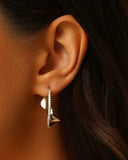 Brinco Argola Torcida Cravejada Cristal 2.8 cm Ródio Branco