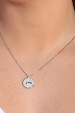 Gargantilha com Pingente Redondo Personalizado Ródio Branco