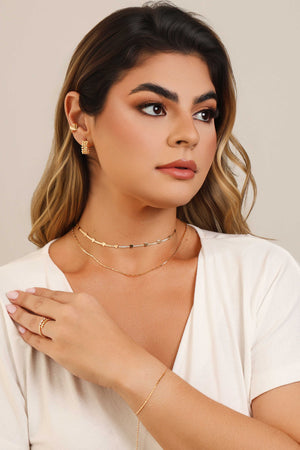 Anel Ajustável Corações Cristal Tamanho P Banhado a Ouro 18K