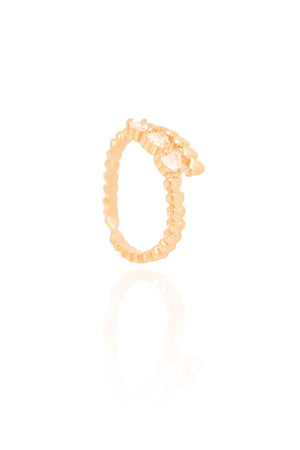 Anel Ajustável Corações Cristal Tamanho P Banhado a Ouro 18K