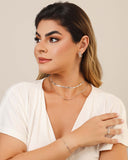 Anel Ajustável Corações Cristal Tamanho P Ródio Branco