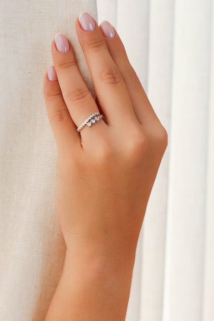 Anel Ajustável Corações Cristal Tamanho P Ródio Branco