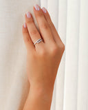 Anel Ajustável Corações Cristal Tamanho M Ródio Branco