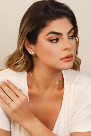 Anel Trevo Cristal Tamanho 24 Banhado a Ouro 18K