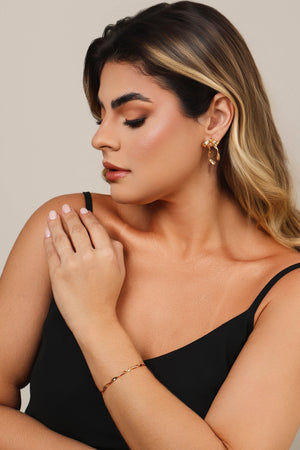 Brinco Laço Torcido 3.1 cm Banhado a Ouro 18K