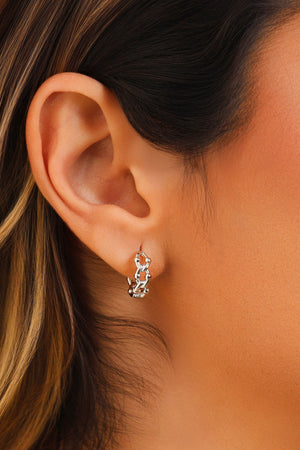 Brinco Argola Click Elos Bolinhas 1.5 cm Ródio Branco