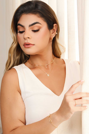 Piercing Orgânico Gotas Cristal Banhado a Ouro 18K