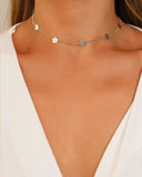 Choker Flores Texturizadas 8 mm Ródio Branco