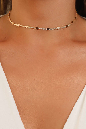 Choker Fita Corações Lisos Banhado a Ouro 18K