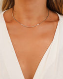 Gargantilha Plaquinhas Ovais Achatadas Ródio Branco - 40 cm