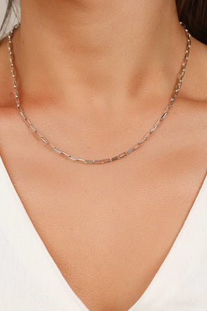 Gargantilha Elos Lisos 3 mm Ródio Branco - 45 cm