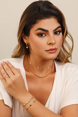 Pulseira Grumet Redondos Lisos Banhado a Ouro 18K