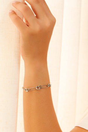 Pulseira Elos Entrelaçados Ródio Branco