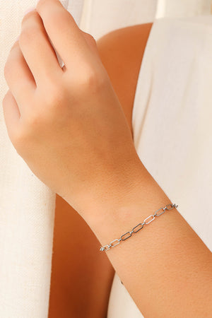 Pulseira Elos Ovais 4 mm Ródio Branco