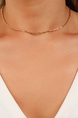 Choker Elos Grampo Banhado a Ouro 18K
