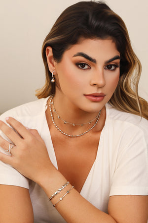 Choker Elos Plaquinhas Lisas 3 mm Ródio Branco
