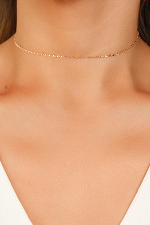 Choker Piastrine 1 mm Banhado a Ouro 18K