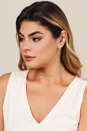 Choker Piastrine 1 mm Ródio Branco