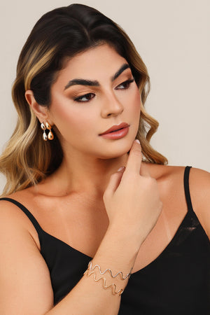 Bracelete Ondas 1.2 cm Ródio Branco