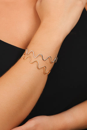 Bracelete Ondas 1.2 cm Ródio Branco