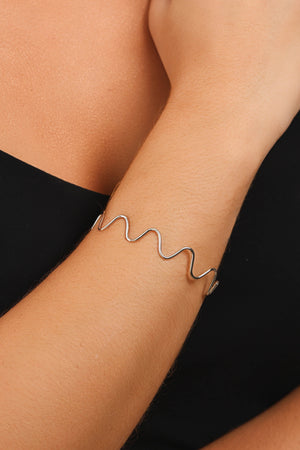 Bracelete Ondas 1.2 cm Ródio Branco