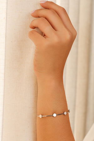 Bracelete Bolas Achatadas Lisas Ródio Branco