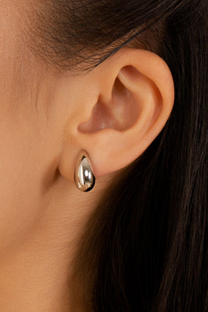 Brinco Gota Lisa Abs 1.6 cm Ródio Branco