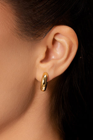 Brinco Argola Tubo Lisa Abs 1.8 cm Banhado a Ouro 18K