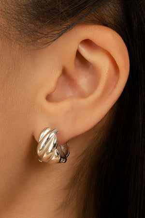 Brinco Argola Click Detalhada Lisa 1.5 cm Ródio Branco