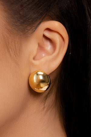 Brinco Oval Abaulado Liso 2.2 cm Banhado a Ouro 18K