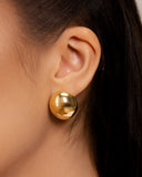 Brinco Oval Abaulado Liso 2.2 cm Banhado a Ouro 18K