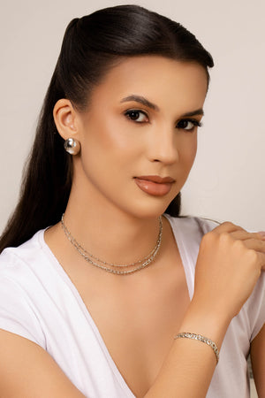 Brinco Oval Abaulado Liso 2.2 cm Ródio Branco