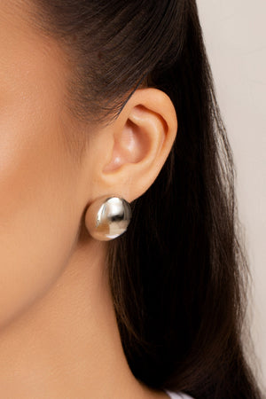 Brinco Oval Abaulado Liso 2.2 cm Ródio Branco