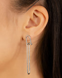 Brinco Elos U Balanço 6.0 cm Ródio Branco