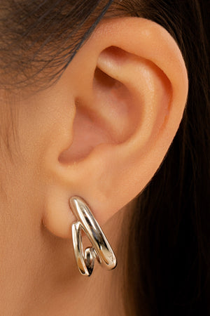 Brinco Argola Dois Filetes Lisos 2.1 cm Ródio Branco