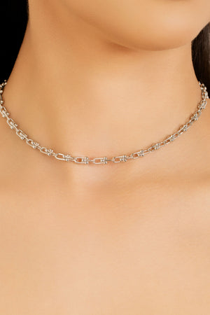 Choker Elos em U 5 mm Ródio Branco