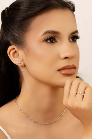 Choker Navetes Cristal Ródio Branco