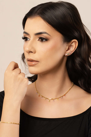 Pulseira Plaquinhas Duplas Banhado a Ouro 18K