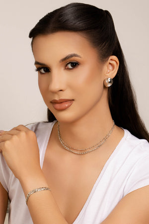 Pulseira Grumet Dupla Ródio Branco