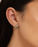 Brinco Nó Detalhado 1.0 cm Ródio Branco